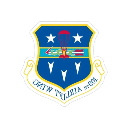 109th Airlift Wing (U.S. Air Force) REVERSE PRINT Transparent Die-Cut STICKER 3 Inch Die-Cut Transparent - The Sticker Space