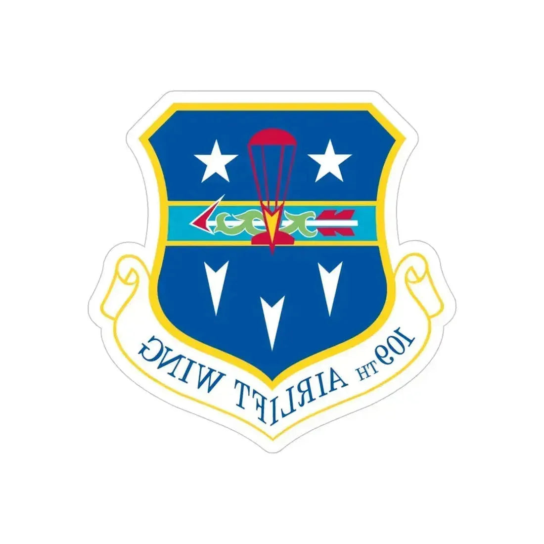 109th Airlift Wing (U.S. Air Force) REVERSE PRINT Transparent Die-Cut STICKER 5 Inch Die-Cut Transparent - The Sticker Space