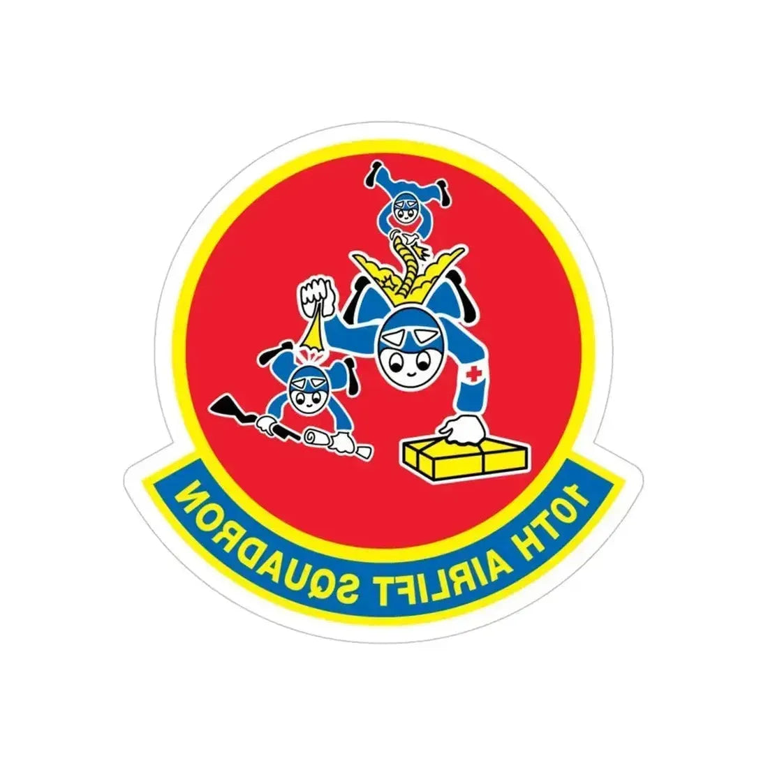 10th Airlift Squadron (U.S. Air Force) REVERSE PRINT Transparent Die-Cut STICKER 4 Inch Die-Cut Transparent - The Sticker Space