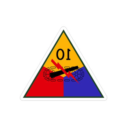 10th Armored Division (U.S. Army) REVERSE PRINT Transparent STICKER-2" × 2"-The Sticker Space