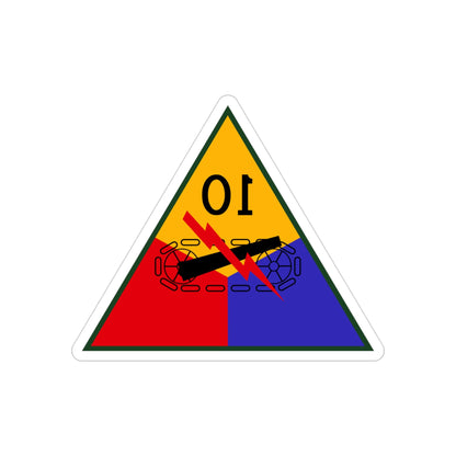 10th Armored Division (U.S. Army) REVERSE PRINT Transparent STICKER-3" × 3"-The Sticker Space