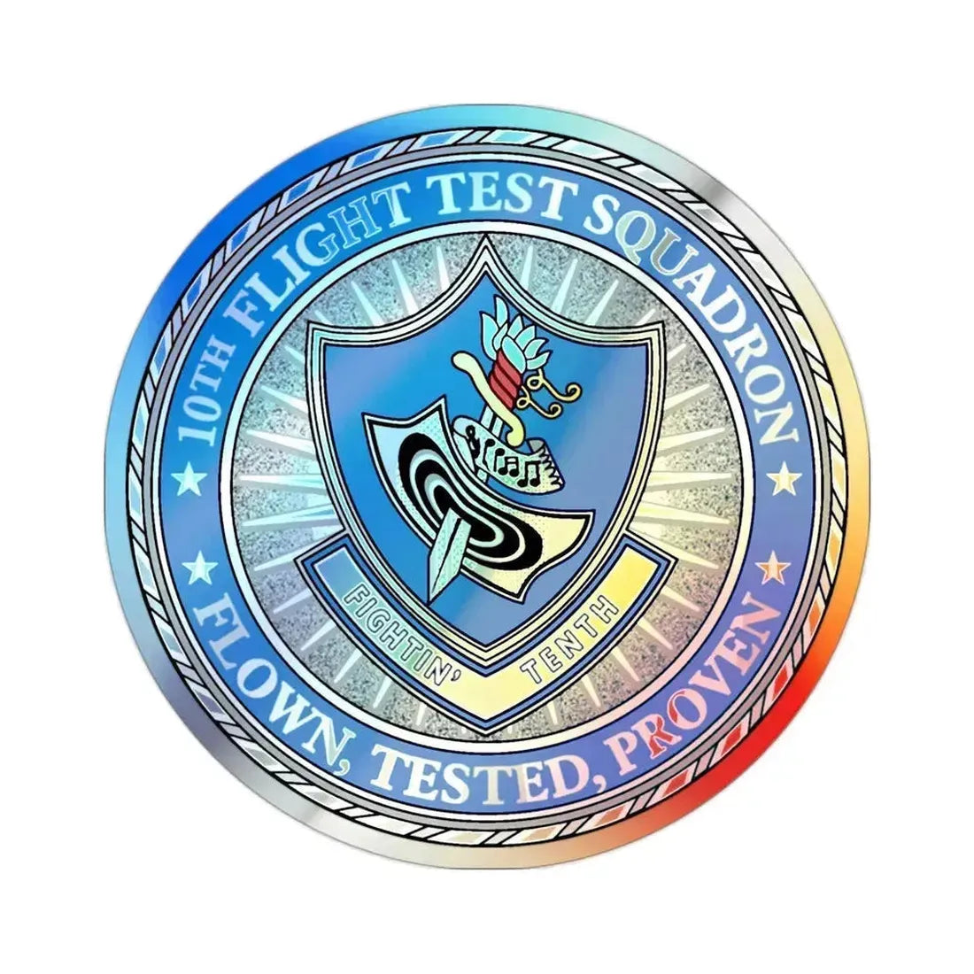 10th Flight Test Sq (U.S. Air Force) Holographic STICKER Die-Cut Vinyl Decal 2 Inch Holographic - The Sticker Space