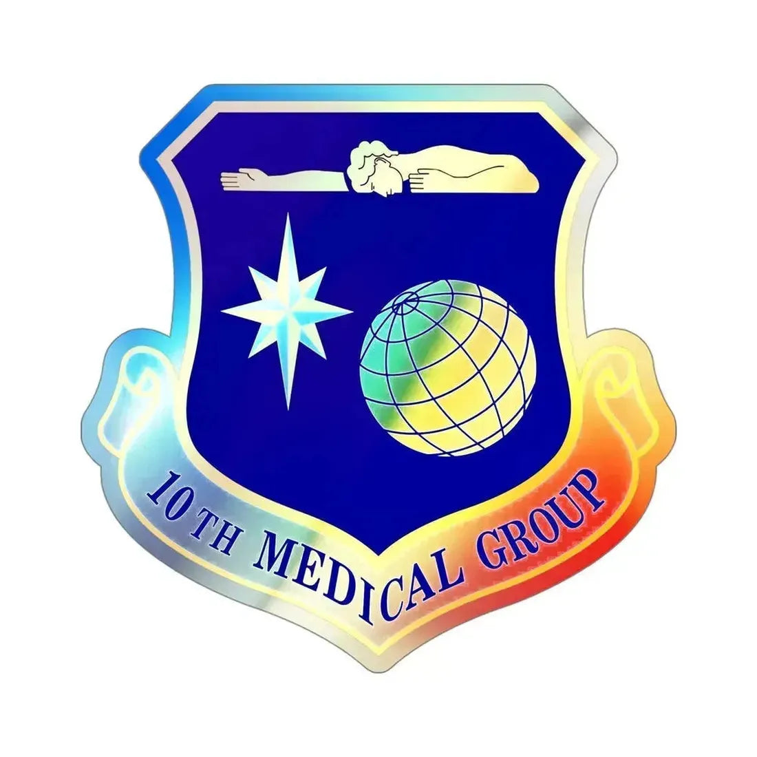 10th Medical Group (U.S. Air Force) Holographic STICKER Die-Cut Vinyl Decal 4 Inch Holographic - The Sticker Space