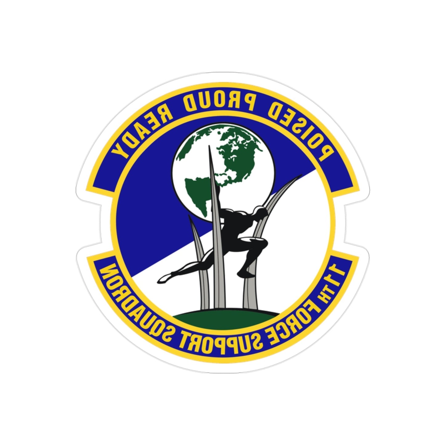 11 Force Support Squadron USAF (U.S. Air Force) REVERSE PRINT Transparent STICKER-2" × 2"-The Sticker Space