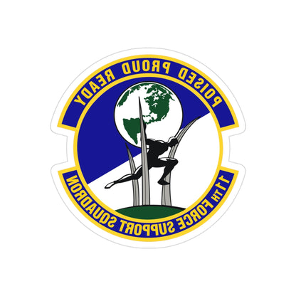 11 Force Support Squadron USAF (U.S. Air Force) REVERSE PRINT Transparent STICKER-3" × 3"-The Sticker Space