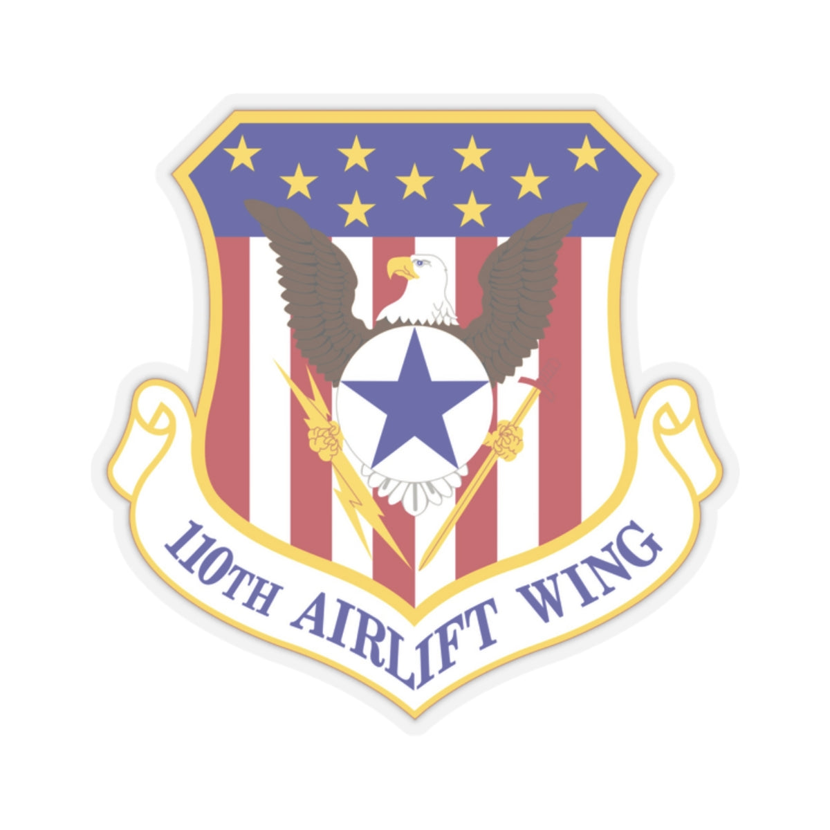 110th Airlift Wing (U.S. Air Force) STICKER Vinyl Kiss-Cut Decal-2 Inch-Transparent-The Sticker Space