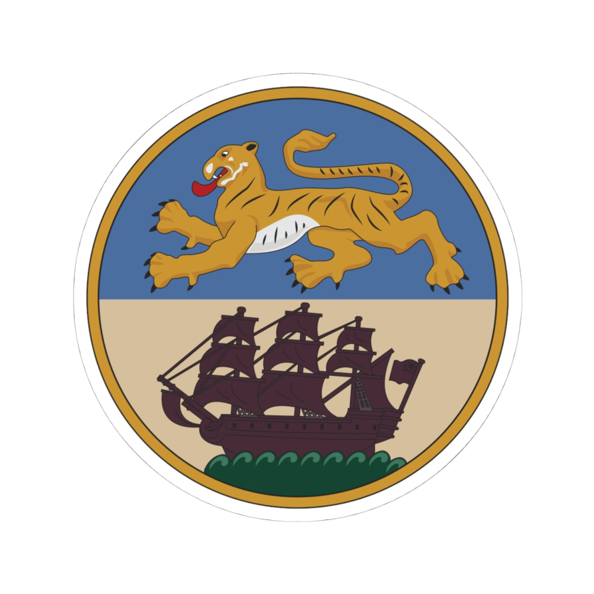 Badge of British Bengal (Bangladesh) (Coat of Arms) STICKER Vinyl Kiss-Cut Decal