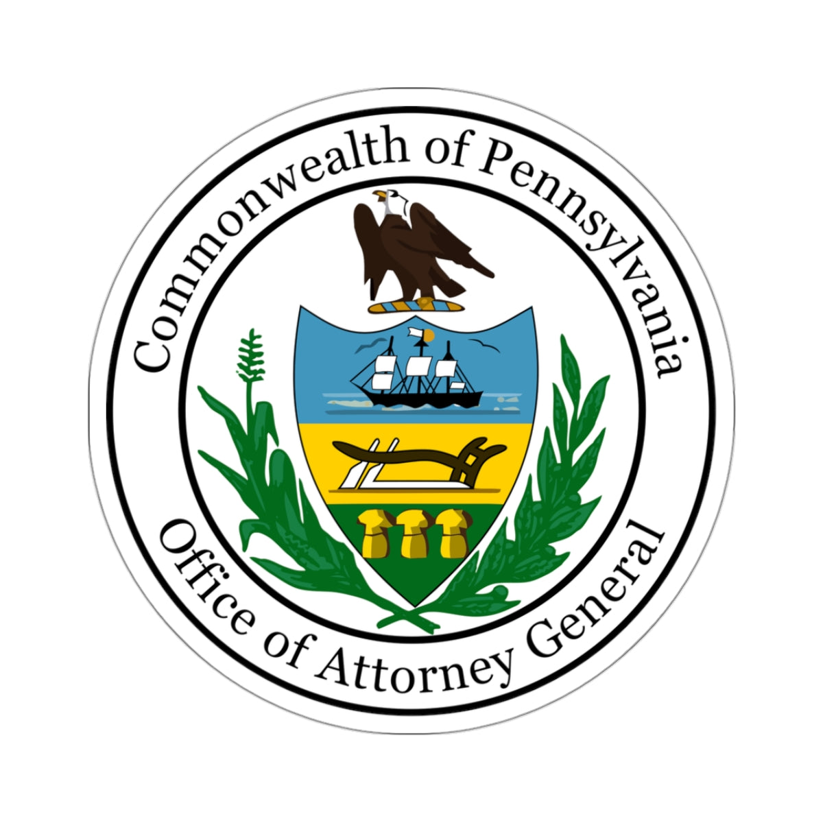 Seal of the Attorney General of Pennsylvania - STICKER Vinyl Kiss-Cut Decal