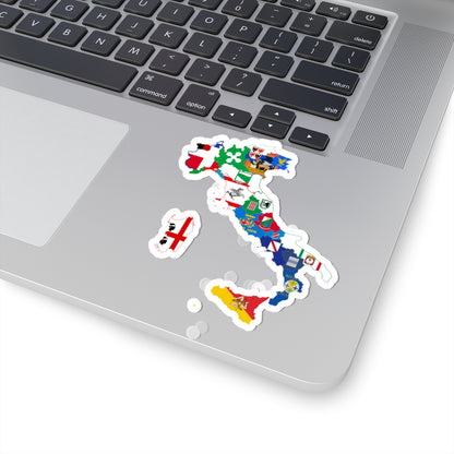 Flag map of Regions of Italy (Italy) STICKER Vinyl Kiss-Cut Decal