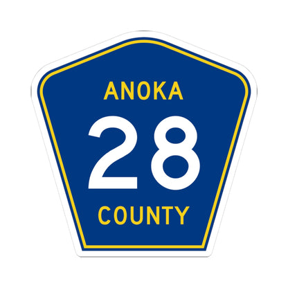 Anoka County 28 (Minnesota) (Road Sign) STICKER Vinyl Kiss-Cut Decal