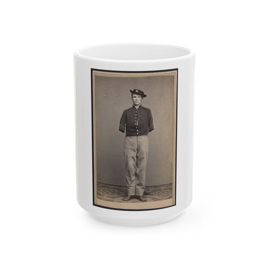 Private William Sargent Of Co. E, 53rd Pennsylvania Infantry Regiment, In Uniform, After The Amputation Of Both Arms (U.S. Civil War) White Coffee Mug