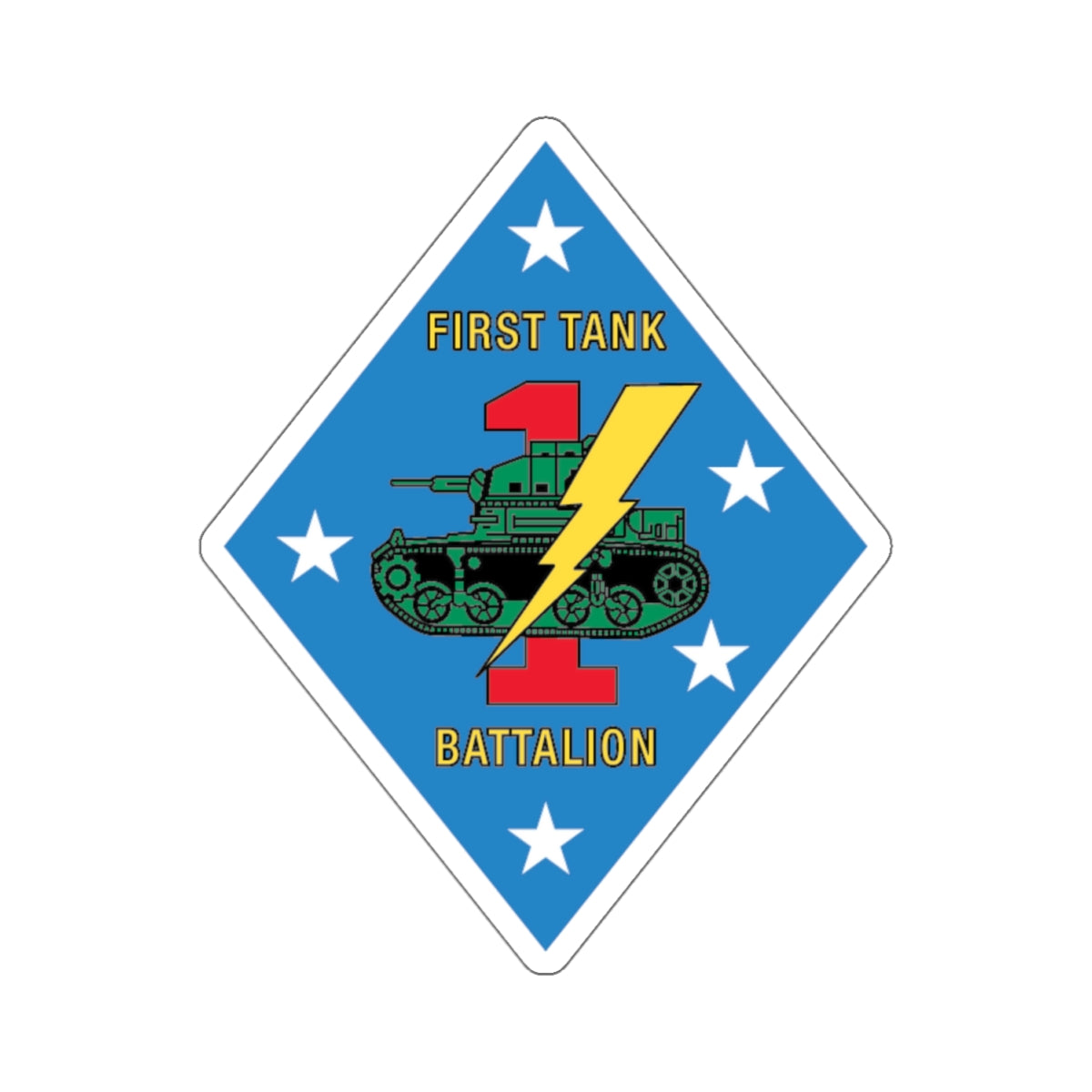 1st Tank Battalion v2 (USMC) STICKER Vinyl Kiss-Cut Decal-4" × 4"-White-The Sticker Space