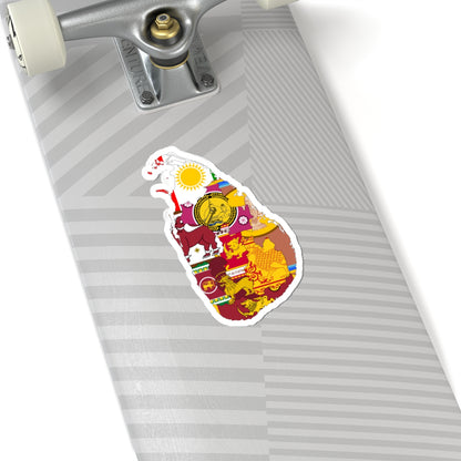 Sri Lankan Provinces combined Flag-map (Sri Lanka) STICKER Vinyl Kiss-Cut Decal