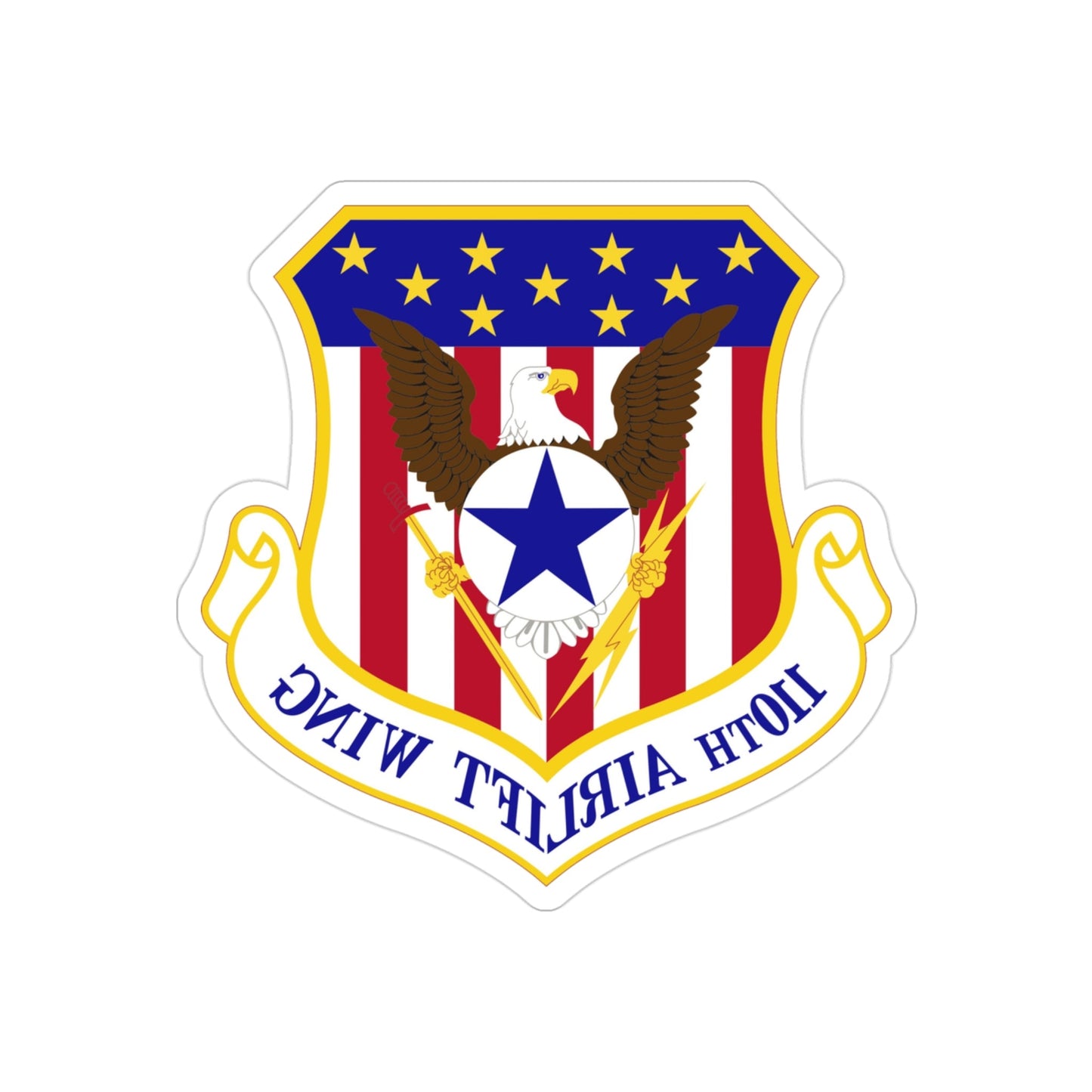 110th Airlift Wing (U.S. Air Force) REVERSE PRINT Transparent STICKER-3" × 3"-The Sticker Space