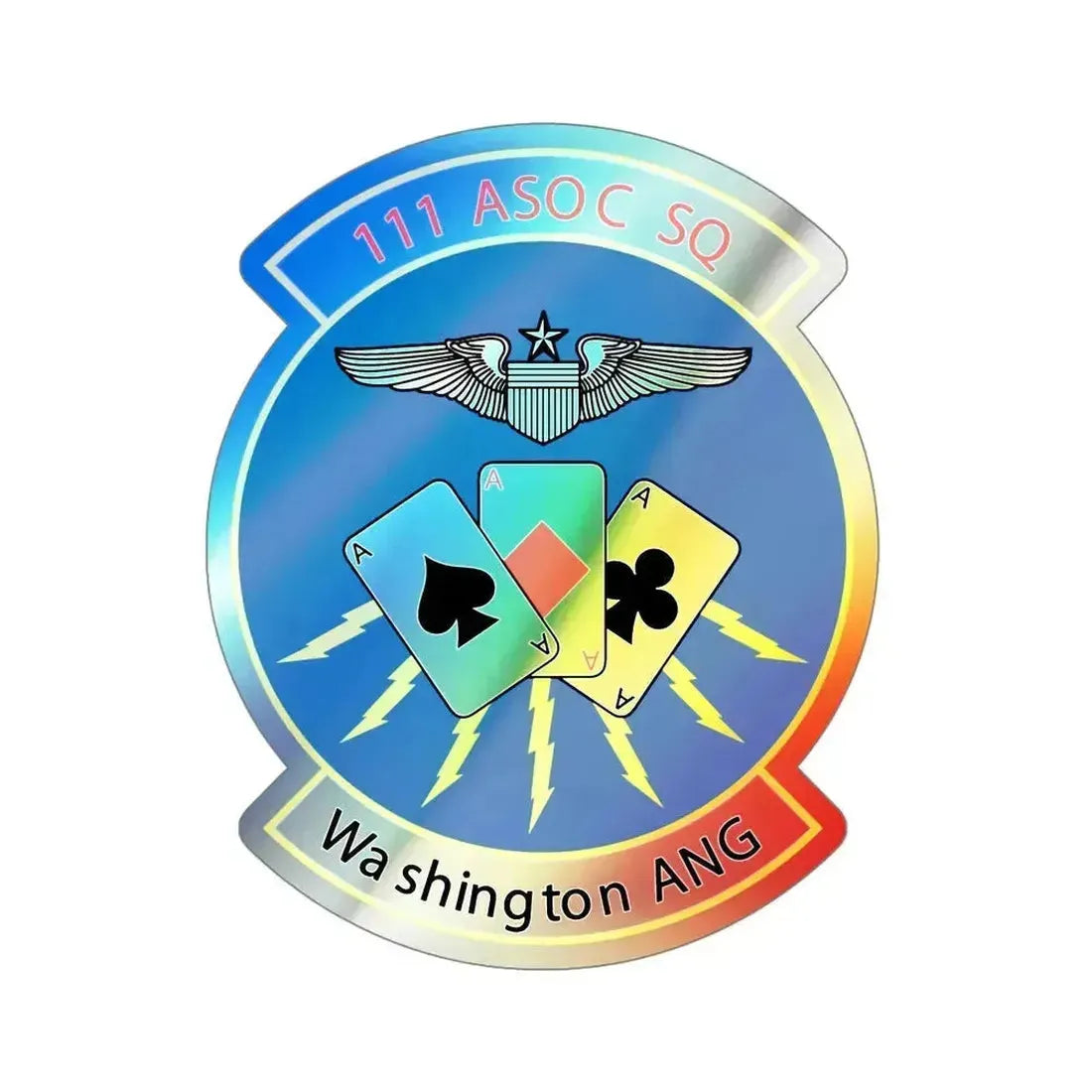 111 ASOC Sq Washington ANG (U.S. Air Force) Holographic STICKER Die-Cut Vinyl Decal 5 Inch Holographic - The Sticker Space