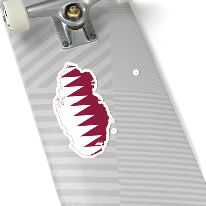 Flag-map of Qatar precise boundaries (Qatar) STICKER Vinyl Kiss-Cut Decal