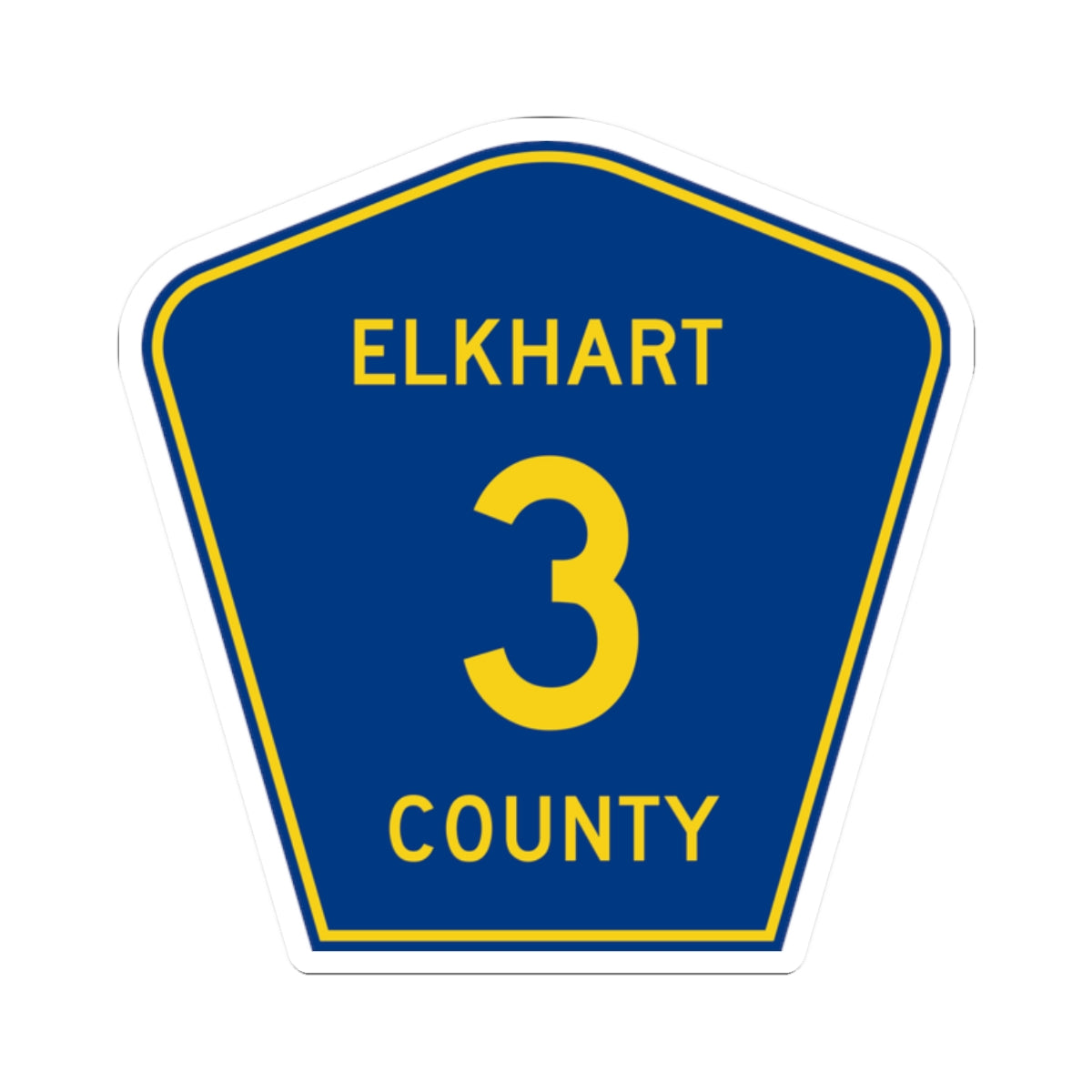 Elkhart County Road 3 IN (Indiana) (Road Sign) STICKER Vinyl Kiss-Cut Decal