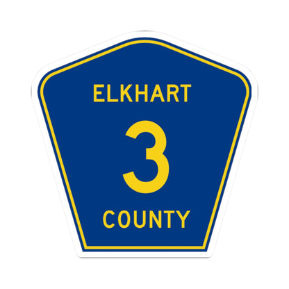 Elkhart County Road 3 IN (Indiana) (Road Sign) STICKER Vinyl Kiss-Cut Decal