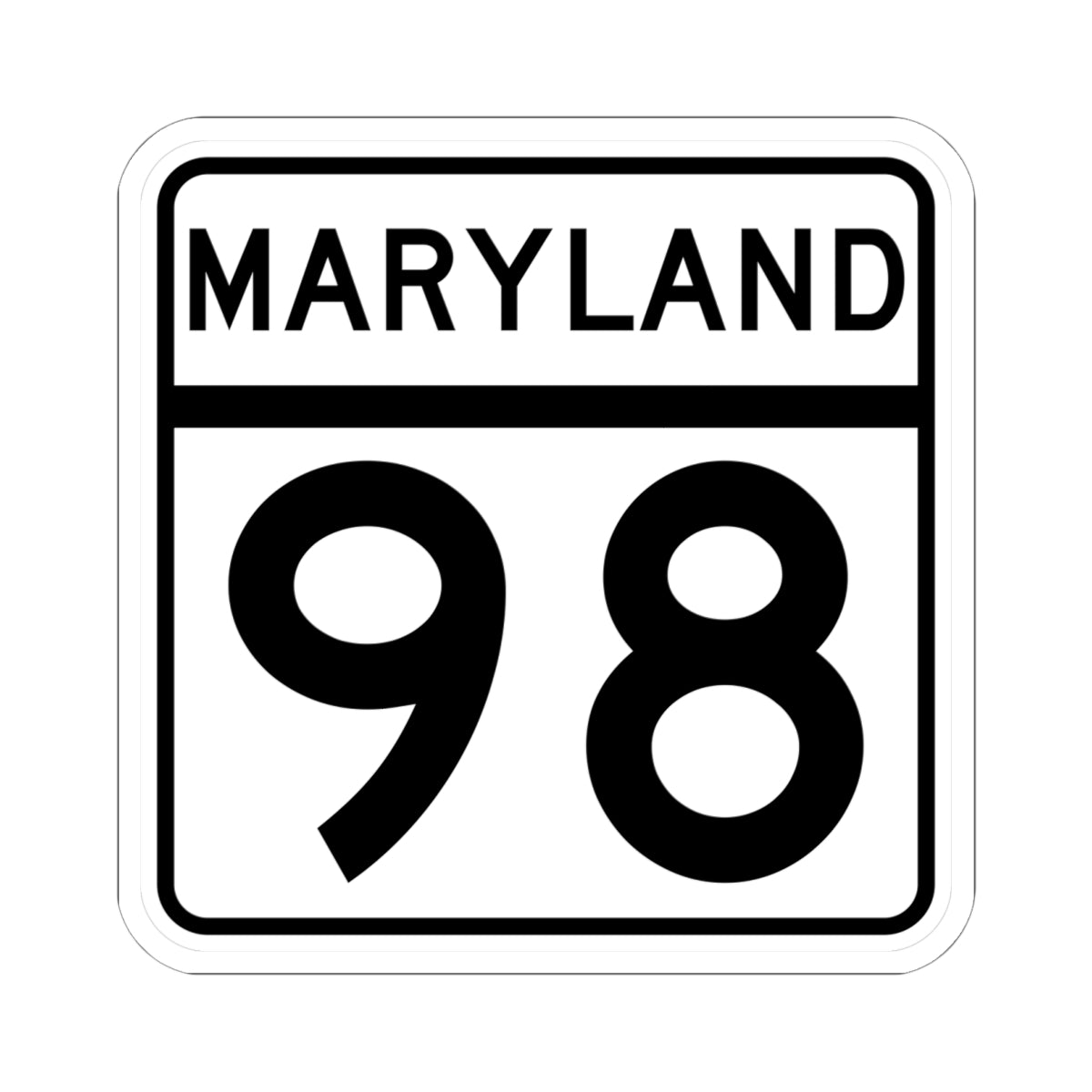 MD Route 98 (Maryland) (Road Sign) STICKER Vinyl Kiss-Cut Decal