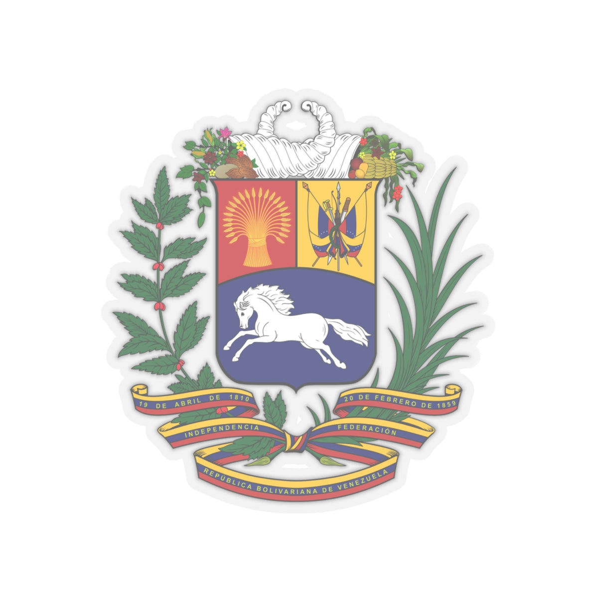 Coat of arms of Venezuela - STICKER Vinyl Kiss-Cut Decal