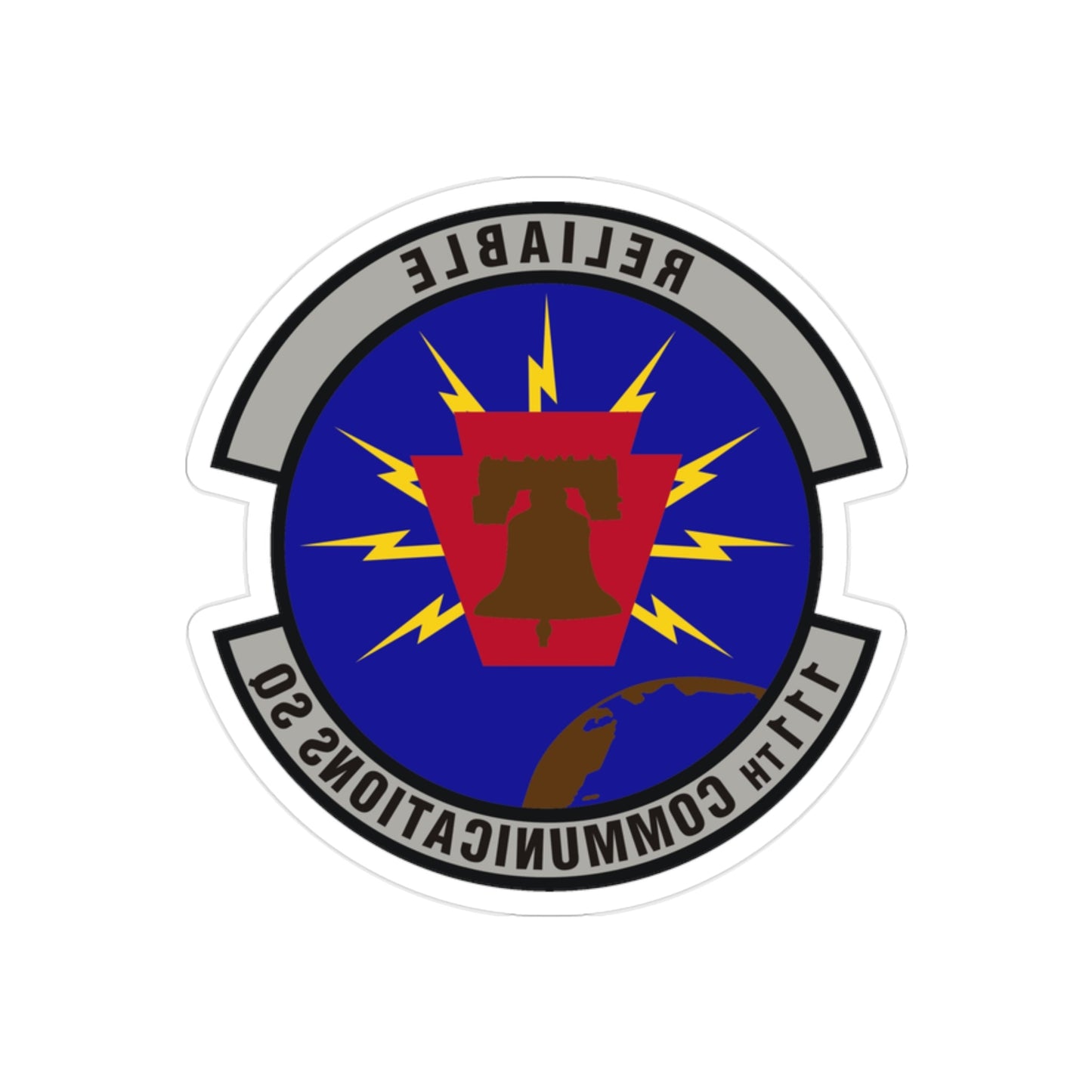 111th Communications Squadron (U.S. Air Force) REVERSE PRINT Transparent STICKER-2" × 2"-The Sticker Space