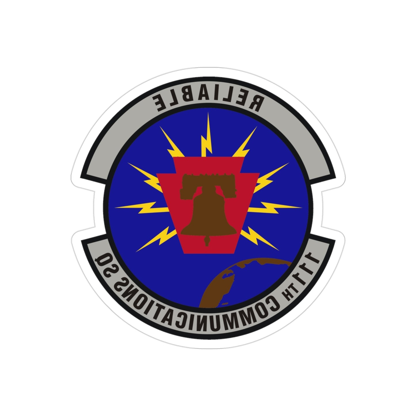 111th Communications Squadron (U.S. Air Force) REVERSE PRINT Transparent STICKER-3" × 3"-The Sticker Space