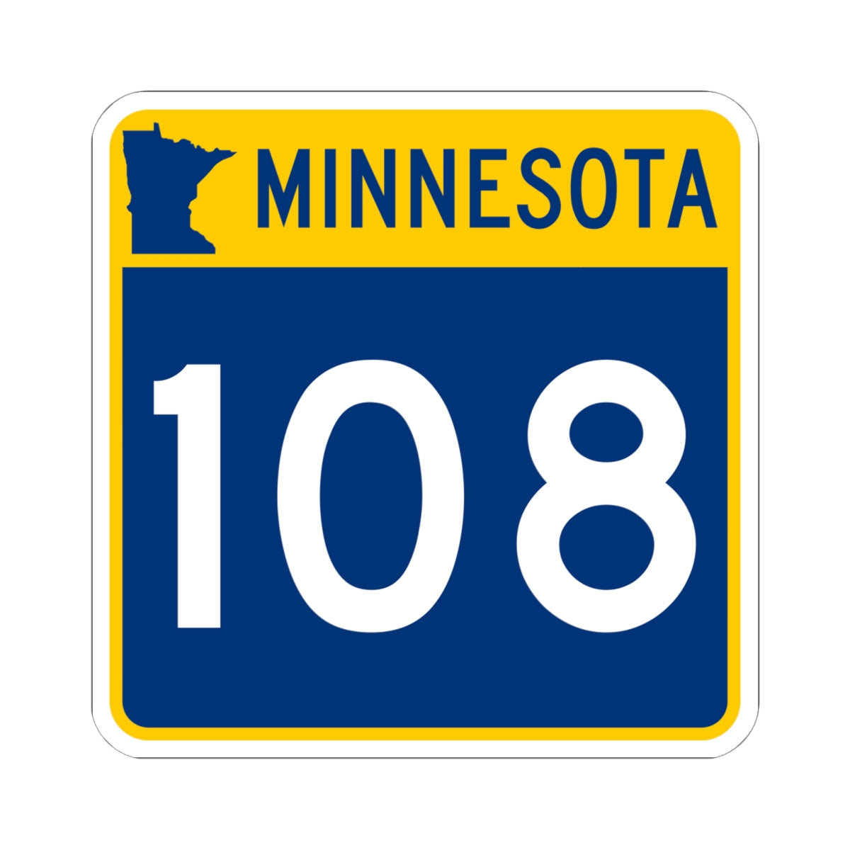 MN-108 (Minnesota) (Road Sign) STICKER Vinyl Kiss-Cut Decal