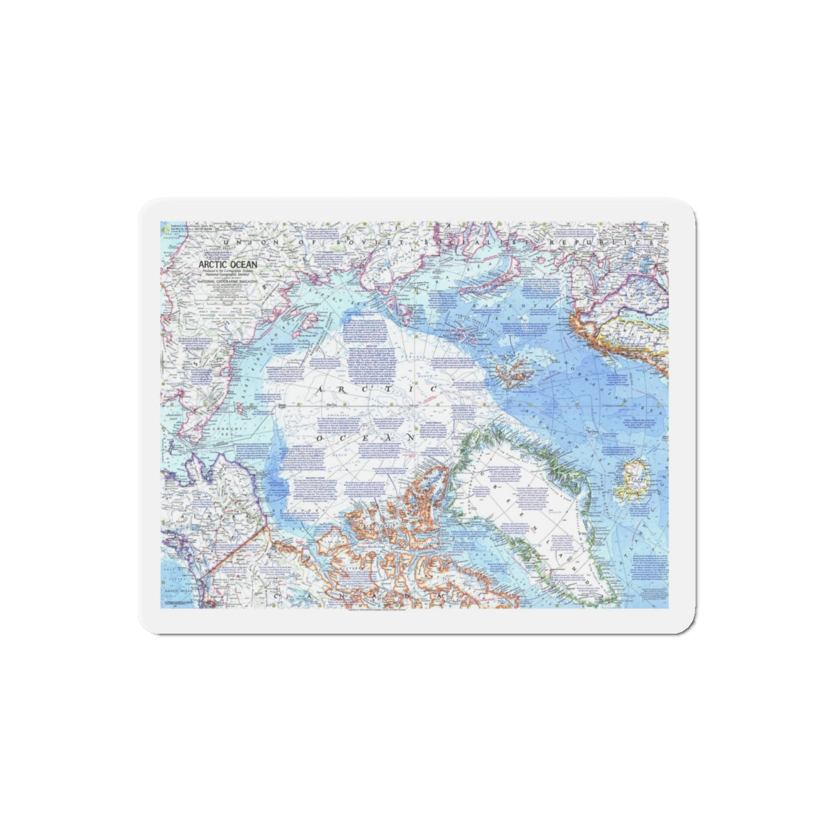 Arctic Ocean (1971) (Map) Refrigerator Magnet-6 Inch-Die-Cut-1 pc-The Sticker Space