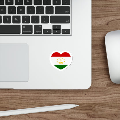 Heart Flag of Tajikistan - STICKER Vinyl Die-Cut Decal