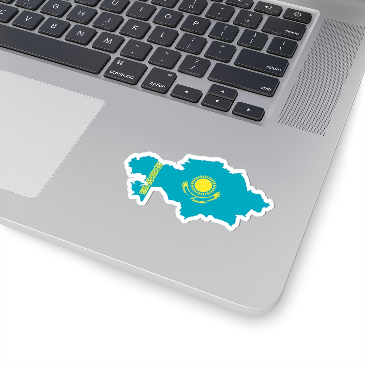 Flag-map of Kazakhstan precise boundaries (Kazakhstan) STICKER Vinyl Kiss-Cut Decal