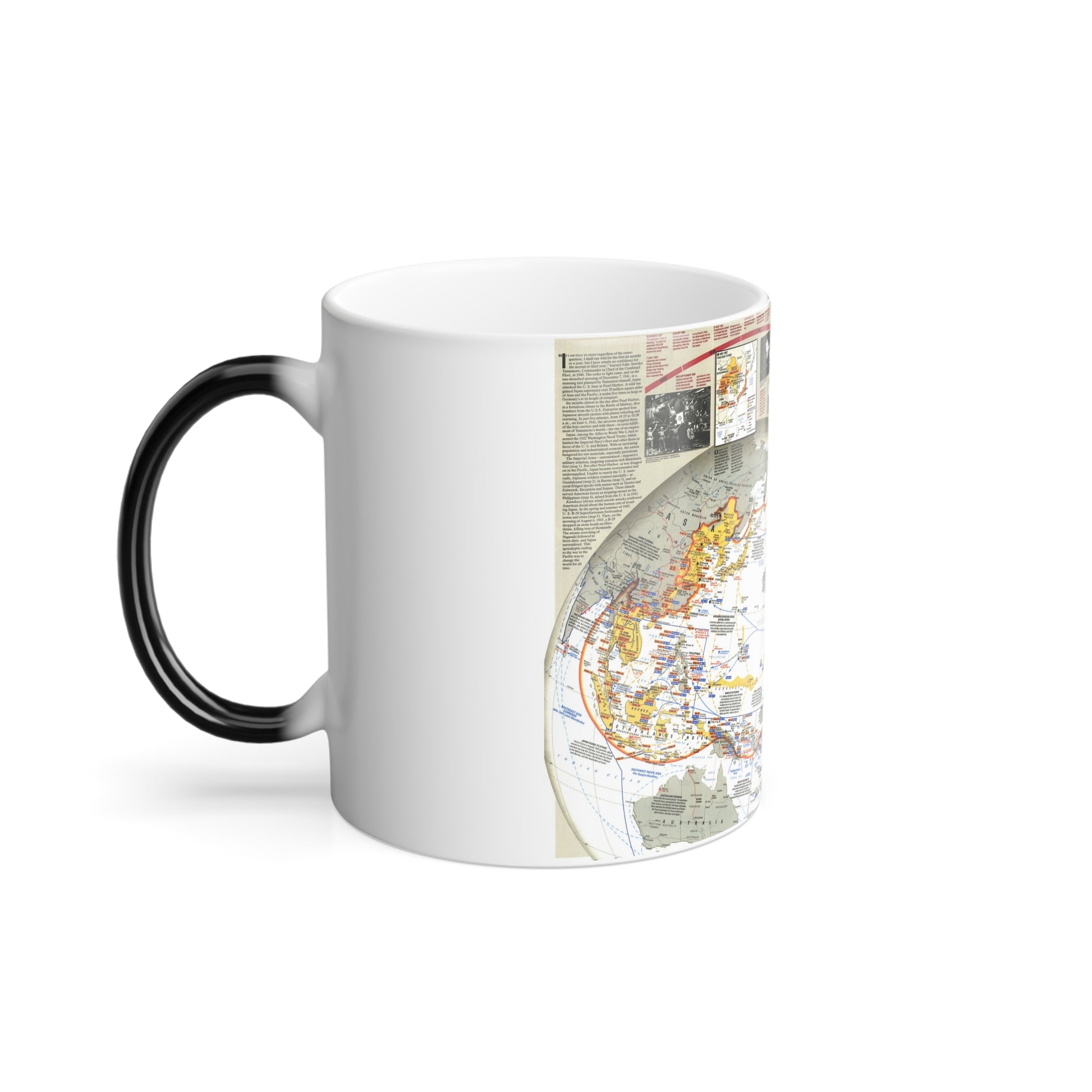 World War II- Asia and the Pacific (1991) (Map) Color Changing Mug 11oz-11oz-The Sticker Space