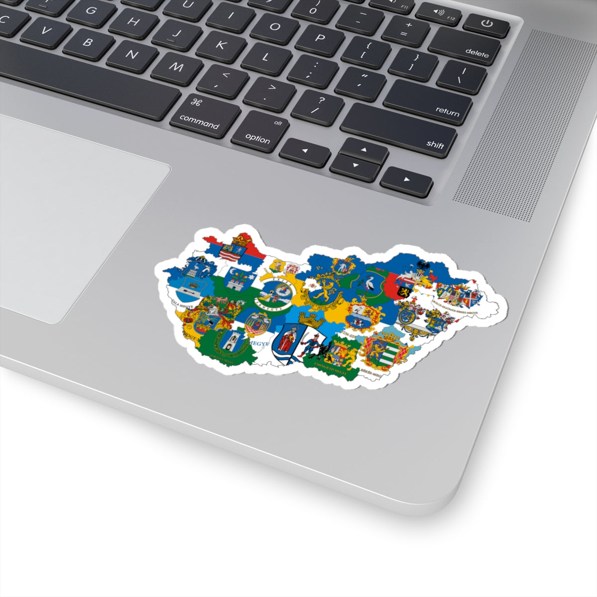 Flag-map of Hungary subdivisions (Hungary) STICKER Vinyl Kiss-Cut Decal