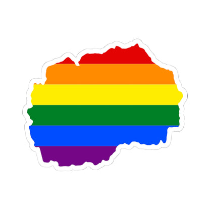 LGBT flag map of North Macedonia (North Macedonia) STICKER Vinyl Kiss-Cut Decal