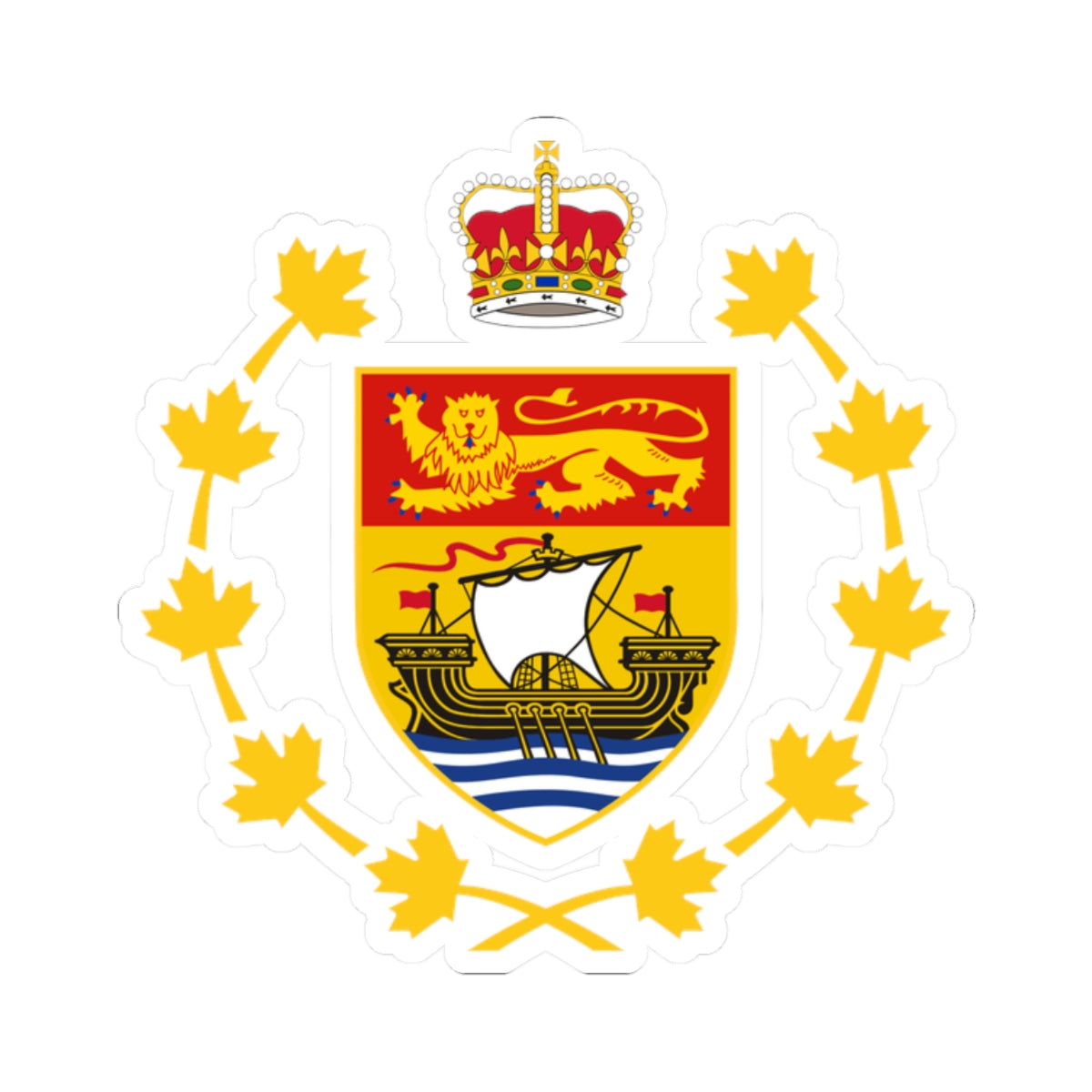 Badge of the Lieutenant-Governor of New Brunswick (Canada) (Coat of Arms) STICKER Vinyl Kiss-Cut Decal