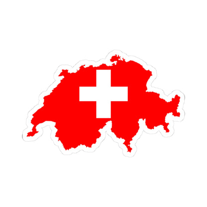 Flag-map of Switzerland (Switzerland) STICKER Vinyl Kiss-Cut Decal
