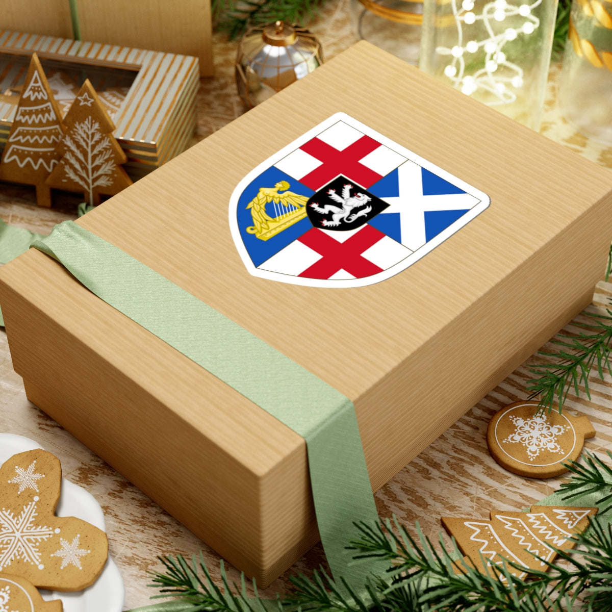 Arms of the Protectorate 1653-1659 (United Kingdom) (Coat of Arms) STICKER Vinyl Kiss-Cut Decal