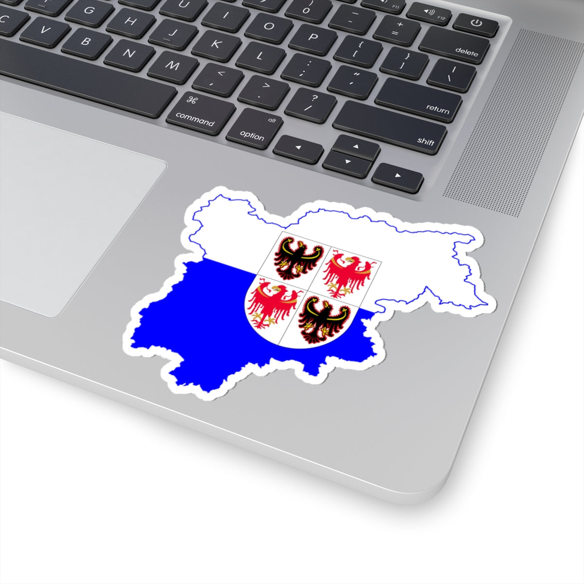 Flag map of Trentino-South Tyrol (Italy) STICKER Vinyl Kiss-Cut Decal