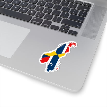 Flag-map of Sweden-Norway (Norway) STICKER Vinyl Kiss-Cut Decal