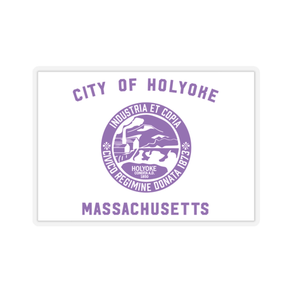 Flag of Holyoke, Massachusetts - STICKER Vinyl Kiss-Cut Decal