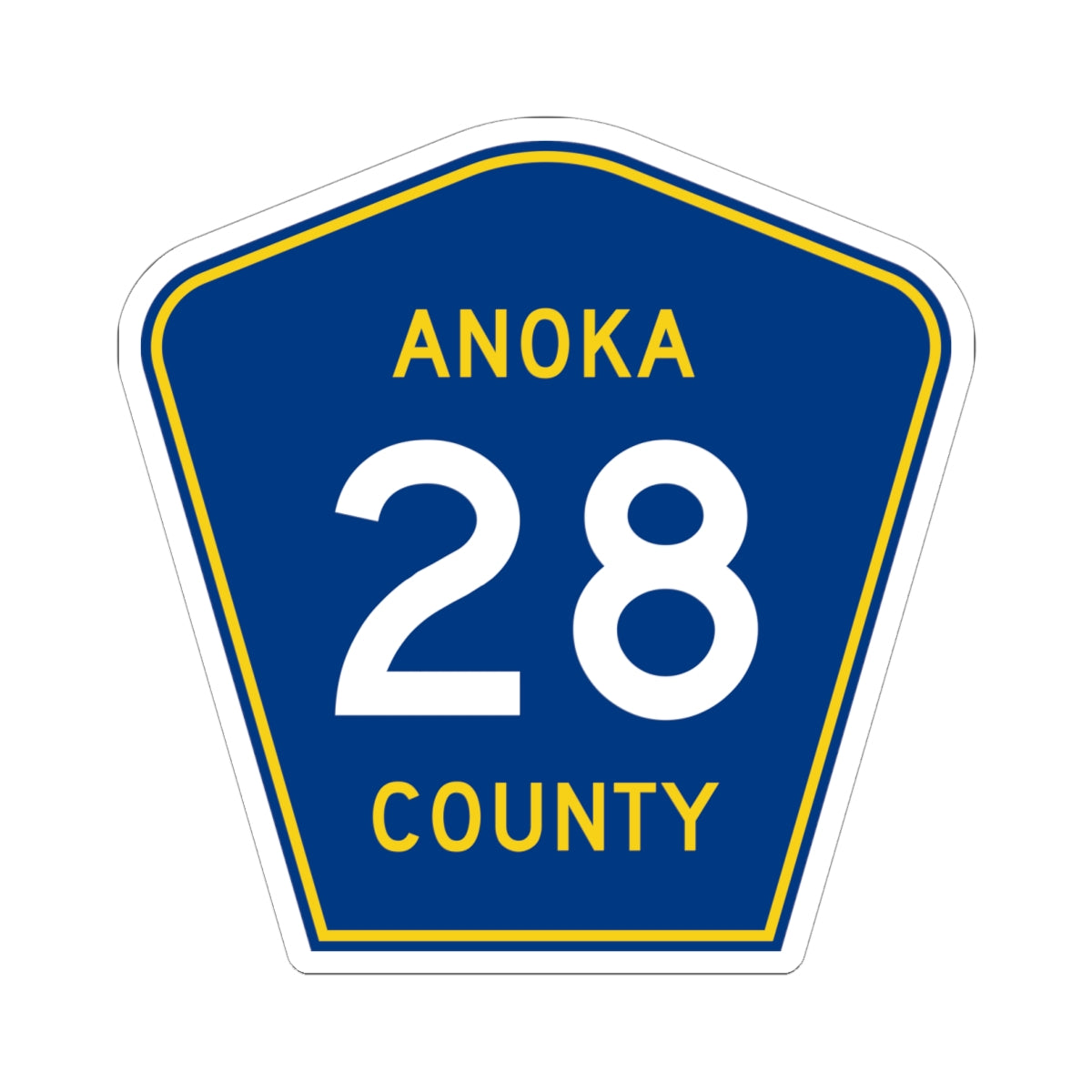 Anoka County 28 (Minnesota) (Road Sign) STICKER Vinyl Kiss-Cut Decal