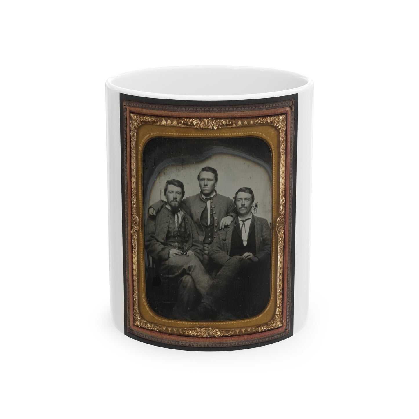 Three Unidentified Soldiers In Confederate Uniforms (1) (U.S. Civil War) White Coffee Mug