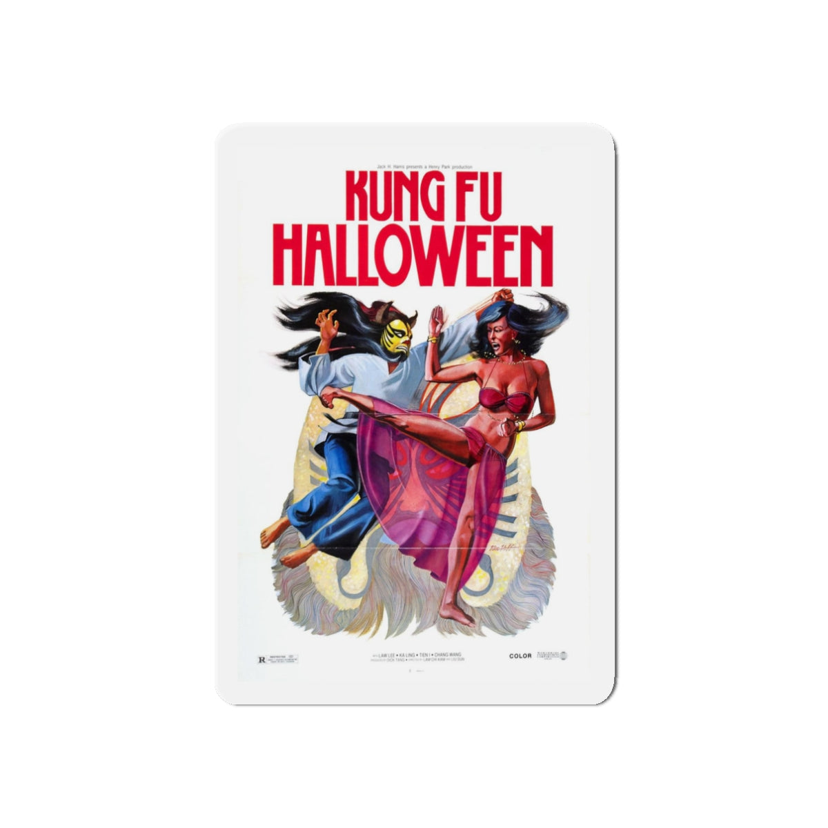 KUNG FU HALLOWEEN 1977 Movie Poster - Refrigerator Magnet-3" x 3"-The Sticker Space