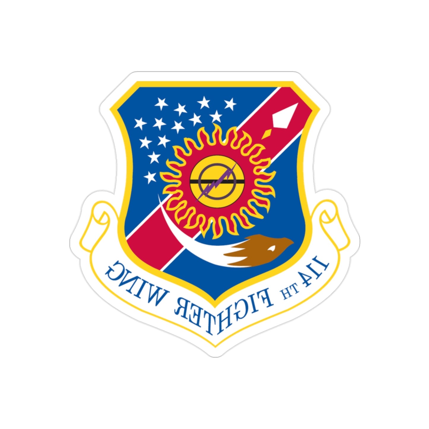 114th Fighter Wing (U.S. Air Force) REVERSE PRINT Transparent STICKER-2" × 2"-The Sticker Space