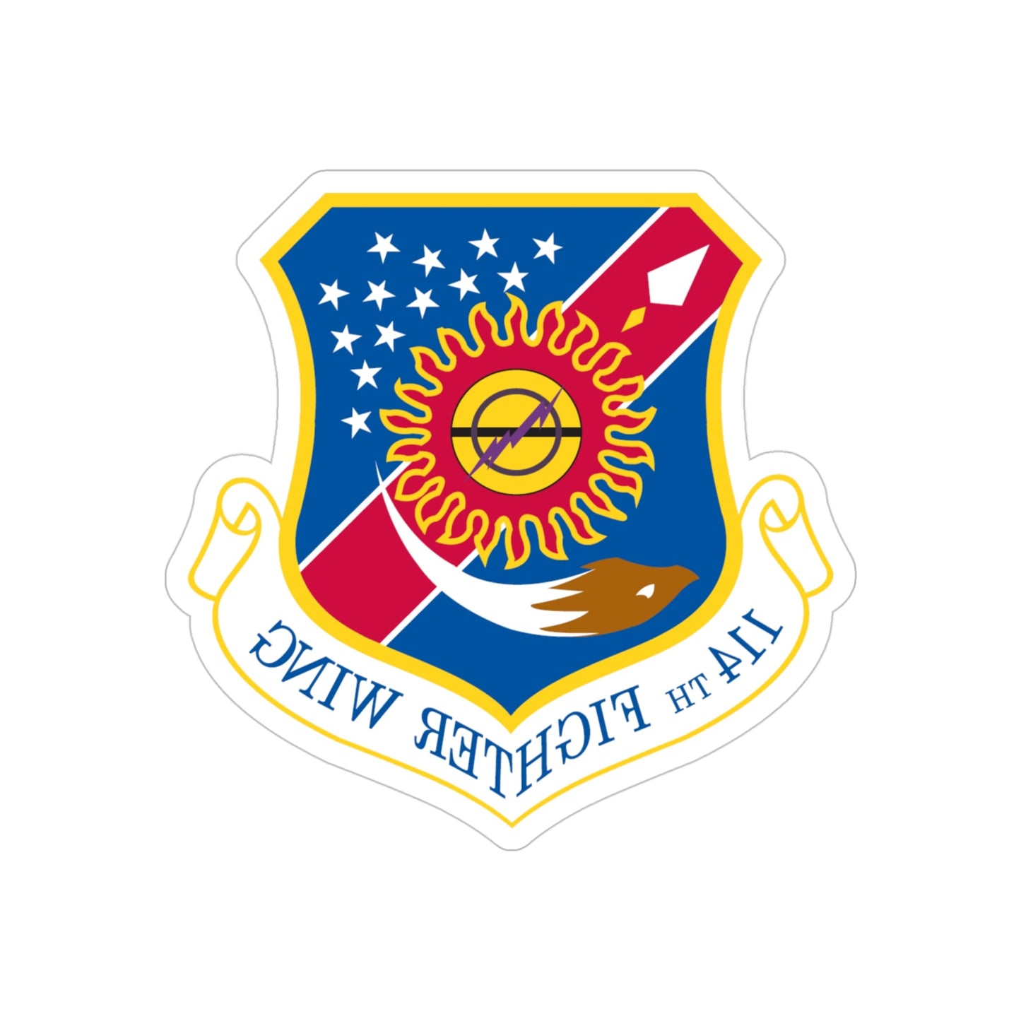 114th Fighter Wing (U.S. Air Force) REVERSE PRINT Transparent STICKER-4" × 4"-The Sticker Space