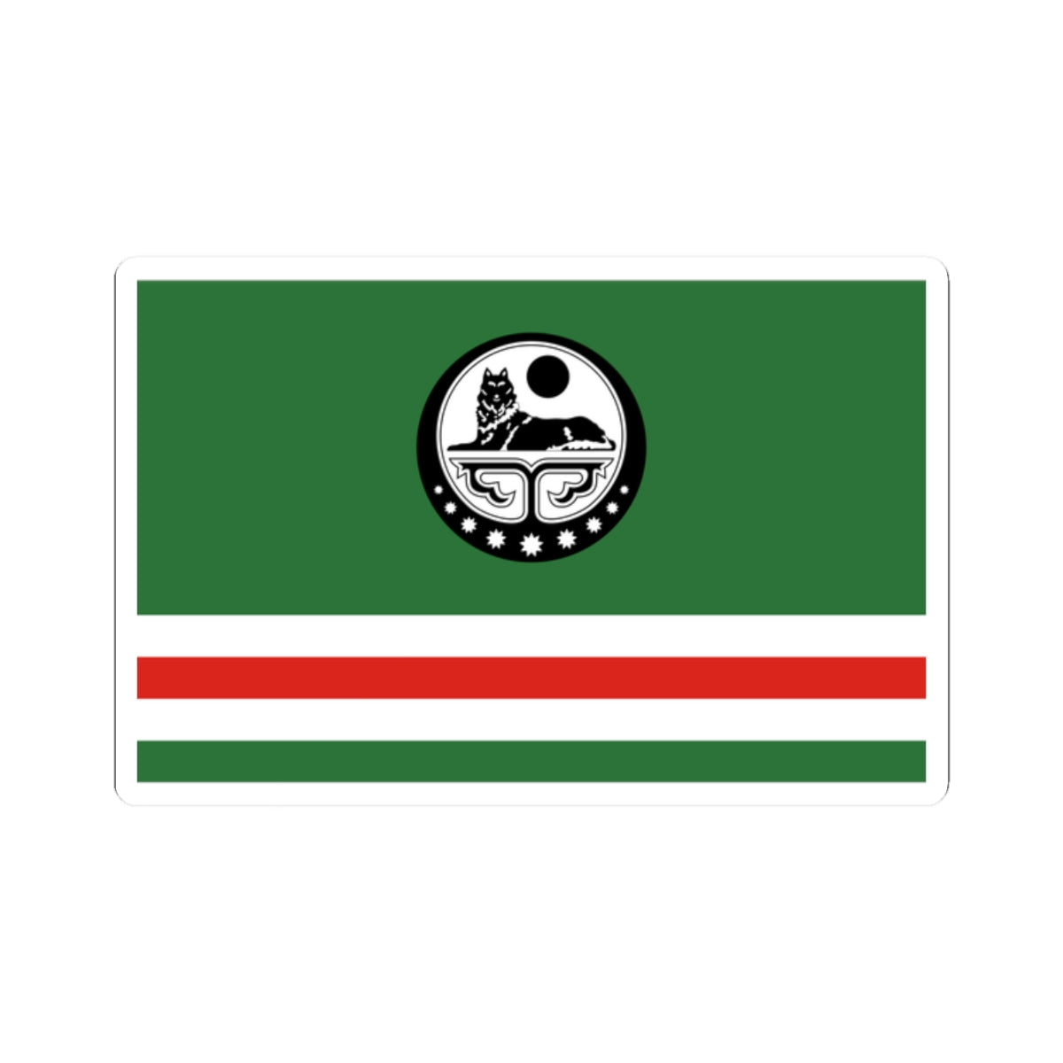 Flag of Chechen Republic of Ichkeria with Coat of Arms (Russia) STICKER Vinyl Kiss-Cut Decal