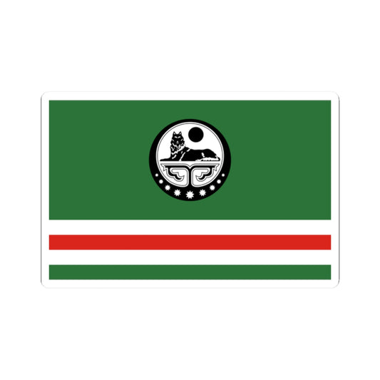 Flag of Chechen Republic of Ichkeria with Coat of Arms (Russia) STICKER Vinyl Kiss-Cut Decal