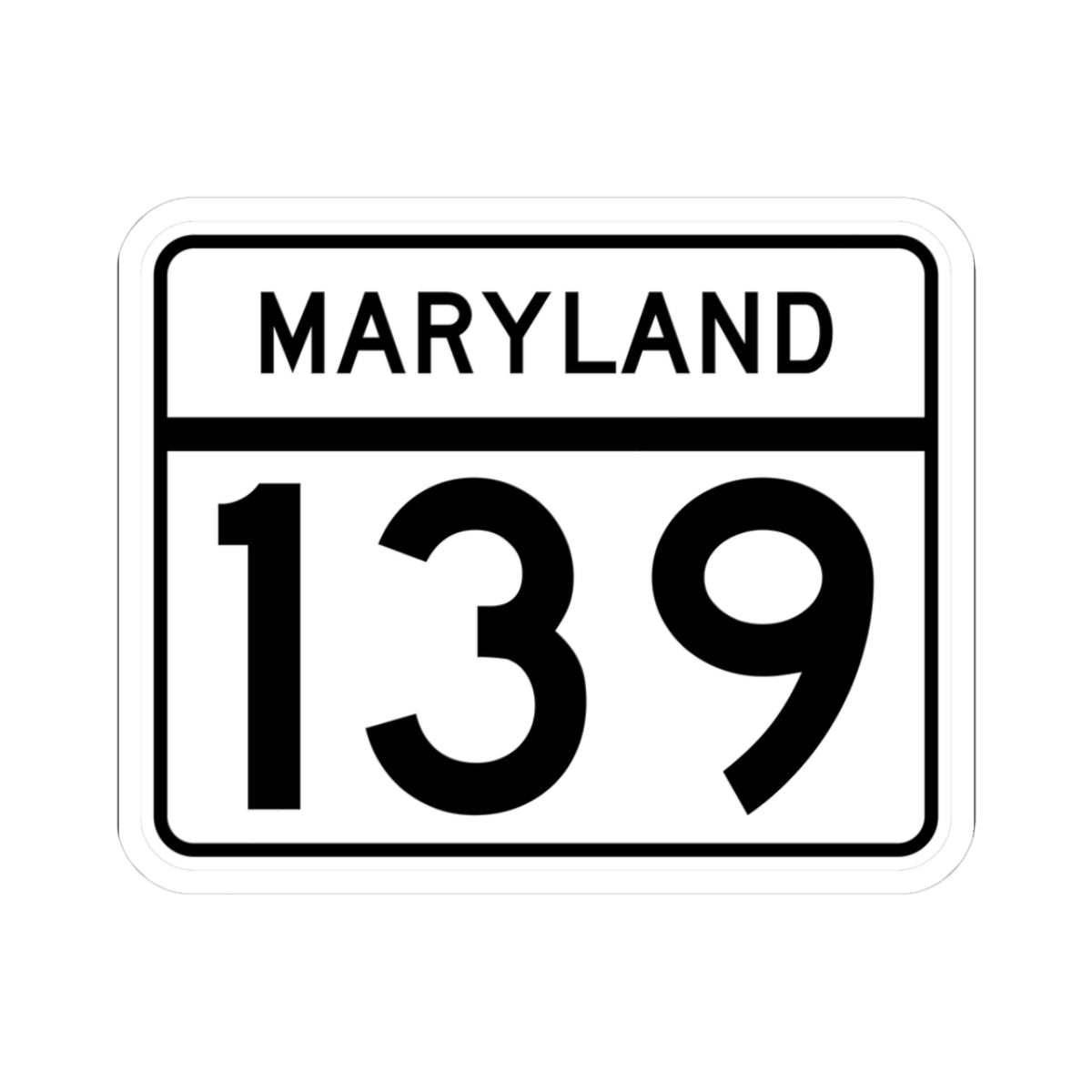 MD Route 139 (Maryland) (Road Sign) STICKER Vinyl Kiss-Cut Decal