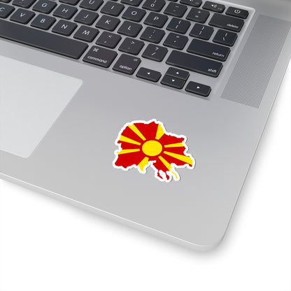 Flag-map of Greater Macedonia (North Macedonia) STICKER Vinyl Kiss-Cut Decal