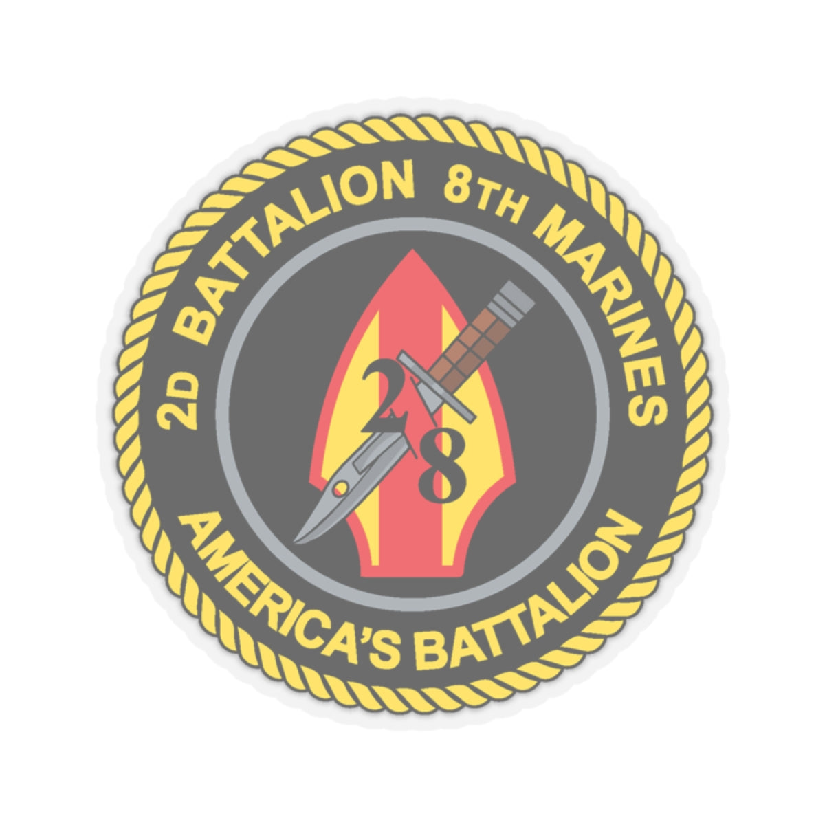 2d Battalion 8th Marines (USMC) STICKER Vinyl Kiss-Cut Decal-2" × 2"-Transparent-The Sticker Space