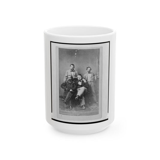 Four Unidentified Men Including At Least One Union Officer, Full-Length Portrait, Seated And Standing, Facing Front (U.S. Civil War) White Coffee Mug